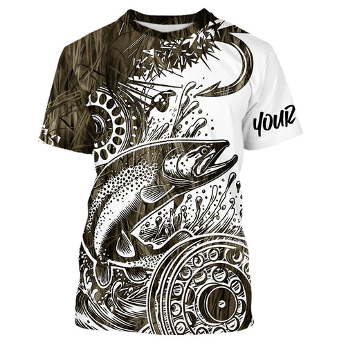 Custom Grass Camo Pattern Trout Fly Fishing Tournament Shirt, Trout Flyfishing Shirt IPHW9141