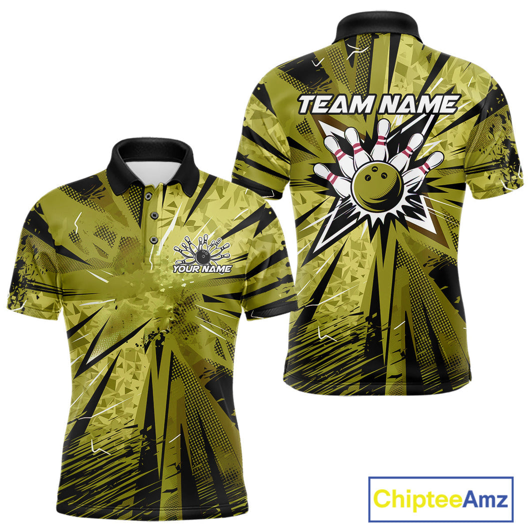 Custom Military Green Camouflage Bowling Team Polo Shirts For Men, Bowling League Shirt IPHW9384