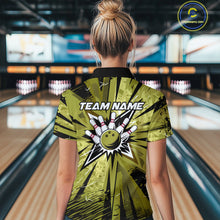 Load image into Gallery viewer, Custom Military Green Camo Bowling Team Women Quarter-Zip Shirts, Bowling League Shirt IPHW9384