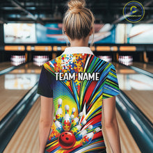 Load image into Gallery viewer, Custom Colorful Autism Awareness Bowling Team Women Shirt, Puzzles Bowling Shirt IPHW11196