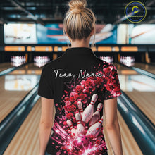 Load image into Gallery viewer, Custom Red Roses And Butterfly Women Bowling Shirt, Flower Ladies Bowling League Shirt IPHW10884