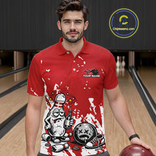 Load image into Gallery viewer, Red Custom Drunk Bowling Ball And Pin Funny Men Polo Shirt, Bowling And Beer Jersey IPHW11232