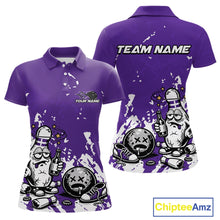 Load image into Gallery viewer, Purple Custom Drunk Bowling Ball And Pin Funny Women Polo Shirt, Bowling And Beer Jersey IPHW11234