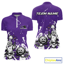 Load image into Gallery viewer, Purple Custom Drunk Bowling Ball And Pin Funny Women Quarter-Zip Shirt, Bowling And Beer IPHW11234