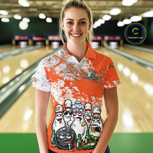 Load image into Gallery viewer, Custom Orange Drunk Bowling Ball And Pins Bowling And Beer Shirt, Funny Bowling Jersey IPHW11263