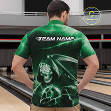 Load image into Gallery viewer, Custom Green Lightning Grim Reaper Bowling Quarter-Zip Shirts For Men, Halloween Bowling Jerseys IPHW9844