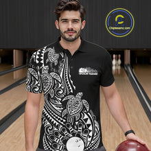 Load image into Gallery viewer, Custom Black And White Polynesian Tribal Turtle Bowling Men Polo Team Shirts Outfit IPHW10983