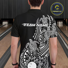 Load image into Gallery viewer, Custom Black And White Polynesian Tribal Turtle Bowling Men Polo Team Shirts Outfit IPHW10983