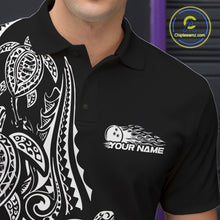 Load image into Gallery viewer, Custom Black And White Polynesian Tribal Turtle Bowling Men Polo Team Shirts Outfit IPHW10983