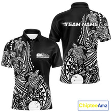 Load image into Gallery viewer, Custom Black And White Polynesian Tribal Turtle Bowling Men Polo Team Shirts Outfit IPHW10983