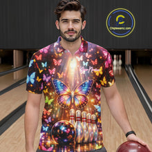 Load image into Gallery viewer, Custom Colorful Butterfly Bowling Men Polo Shirt, Bowling Tournament Team Shirt IPHW11030
