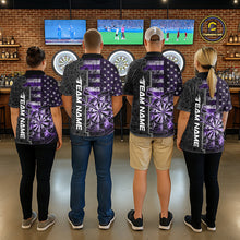 Load image into Gallery viewer, Custom Purple Lightning US Flag Dartboard Patriotic Dart Team Men Polo Shirt Dart Jerseys IPHW10390