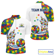 Load image into Gallery viewer, Custom Colorful Puzzles Autism Awareness Bowling Men Quarter-Zip Shirt, Autism Acceptance Shirt IPHW11200