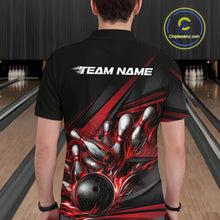 Load image into Gallery viewer, Custom Black And Red Flame Bowling Team Jersey, Bowling Tournament Men Polo Shirt IPHW11205