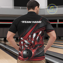 Load image into Gallery viewer, Custom Black And Red Flame Bowling Team Jersey, Bowling Tournament Men Quarter-Zip Shirt IPHW11205