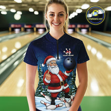 Load image into Gallery viewer, Custom Funny Christmas Bowling Women Quarter-Zip Shirts, Xmas Santa Bowling Team Outfit IPHW10094