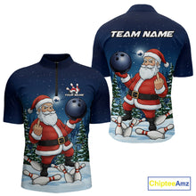 Load image into Gallery viewer, Custom Funny Christmas Bowling Men Quarter-Zip Shirts, Xmas Santa Bowling Team Outfit IPHW10094