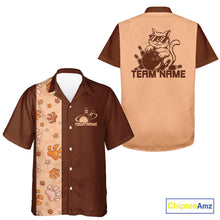 Load image into Gallery viewer, Custom Retro 50S Cat Bowling Button Up Shirt Men And Women, Vintage Cat Bowling Shirt IPHW10095