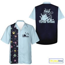 Load image into Gallery viewer, Custom Retro 50S Cat Bowling Button Up Shirt Men And Women, Vintage Cat Bowling Shirt IPHW10095