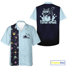 Load image into Gallery viewer, Custom Retro 50S Cat Bowling Button Up Shirt Men And Women, Vintage Cat Bowling Shirt IPHW10098