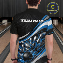 Load image into Gallery viewer, Custom Blue Flame Bowling Men Polo Shirt, Bowling Team League Shirt Bowler Jerseys IPHW11227