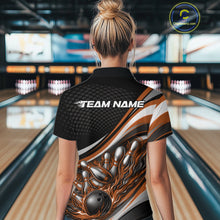 Load image into Gallery viewer, Custom Orange Flame Bowling Women Polo Shirt, Bowling Team League Shirt Bowler Jerseys IPHW11228