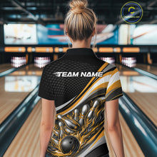 Load image into Gallery viewer, Custom Yellow Flame Bowling Women Quarter-Zip Shirt, Bowling Team League Shirt Jerseys IPHW11231