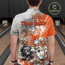 Load image into Gallery viewer, Custom Angry Bowling Ball And Pin Fight Funny Shirt, Orange Bowling And Beer Shirt IPHW11250