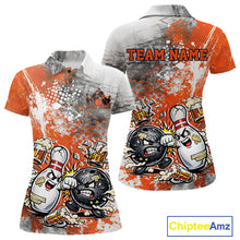 Load image into Gallery viewer, Custom Angry Bowling Ball And Pin Fight Funny Shirt, Orange Bowling And Beer Shirt IPHW11250