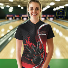 Load image into Gallery viewer, Custom Red Flame Bowling Women Jerseys, Bowling Team League Shirt Bowlers Jerseys IPHW11300