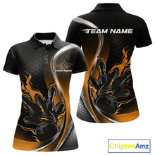 Load image into Gallery viewer, Custom Yellow Flame Bowling Women Jerseys, Bowling Team League Shirt Bowlers Jerseys IPHW11302