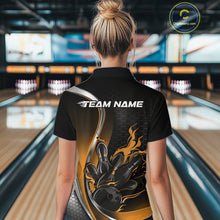 Load image into Gallery viewer, Custom Yellow Flame Bowling Women Jerseys, Bowling Team League Shirt Bowlers Jerseys IPHW11302
