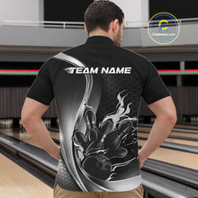 Load image into Gallery viewer, Custom Black And Gray Flame Bowling Men Jerseys, Bowling League Shirt Bowlers Jerseys IPHW11304