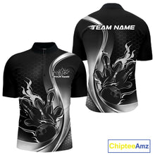 Load image into Gallery viewer, Custom Black And Gray Flame Bowling Men Jerseys, Bowling League Shirt Bowlers Jerseys IPHW11304