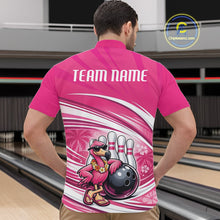 Load image into Gallery viewer, Funny Flamingo Custom Bowling Men Quarter-Zip Shirt, Summer Vibe Bowling Tournament Shirt IPHW11023