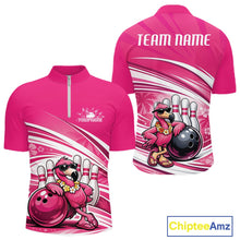 Load image into Gallery viewer, Funny Flamingo Custom Bowling Men Quarter-Zip Shirt, Summer Vibe Bowling Tournament Shirt IPHW11023
