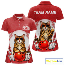 Load image into Gallery viewer, Custom Cool Golden Brown Bengal Cat With Funny Gesture Bowling Women Polo Shirt, Team Outfit IPHW11047