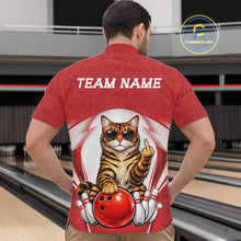 Load image into Gallery viewer, Custom Cool Golden Brown Bengal Cat With Funny Gesture Bowling Men Quarter-Zip Shirt IPHW11047