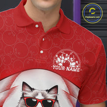 Load image into Gallery viewer, Custom Cool Ragdoll Cat With Funny Gesture Bowling Men Polo Shirt, Bowling Team Outfit IPHW11048