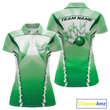 Load image into Gallery viewer, Custom Green Bowling Team Jerseys, Bowling Uniform Bowling League Polo Shirts For Women IPHW9938