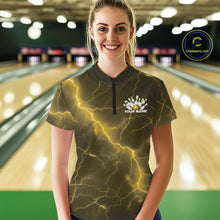 Load image into Gallery viewer, Custom Yellow Lightning Cobra Bowling Women Quarter-Zip Shirt, Bowling Tournament Shirt IPHW11079