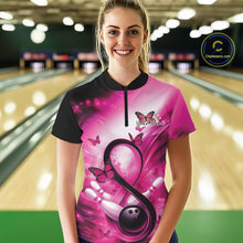 Load image into Gallery viewer, Custom Hope Pink Ribbon Butterfly Bowling Women Team Shirt,Breast Cancer Bowling Shirt IPHW11116