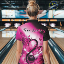 Load image into Gallery viewer, Custom Hope Pink Ribbon Butterfly Bowling Women Team Shirt,Breast Cancer Bowling Shirt IPHW11116