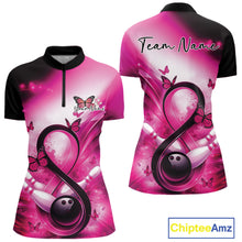 Load image into Gallery viewer, Custom Hope Pink Ribbon Butterfly Bowling Women Team Shirt,Breast Cancer Bowling Shirt IPHW11116