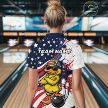 Load image into Gallery viewer, Custom Patriotic Funny Yellow Duck Bowling Women Shirt, US Flag Bowling Jerseys IPHW11122