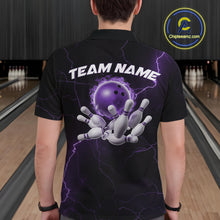 Load image into Gallery viewer, Custom Purple Thunder Lightning Flame Bowling Ball Men Bowling Team Shirt Bowler Outfit IPHW10671