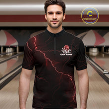 Load image into Gallery viewer, Custom Red Thunder Lightning Flame Bowling Ball Men Bowling Team Shirt Bowler Outfit IPHW10672