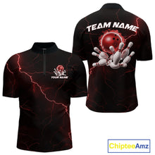 Load image into Gallery viewer, Custom Red Thunder Lightning Flame Bowling Ball Men Bowling Team Shirt Bowler Outfit IPHW10672