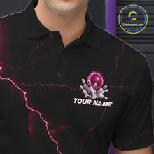Load image into Gallery viewer, Custom Pink Thunder Lightning Flame Bowling Ball Men Bowling Team Shirt Bowler Outfit IPHW10673