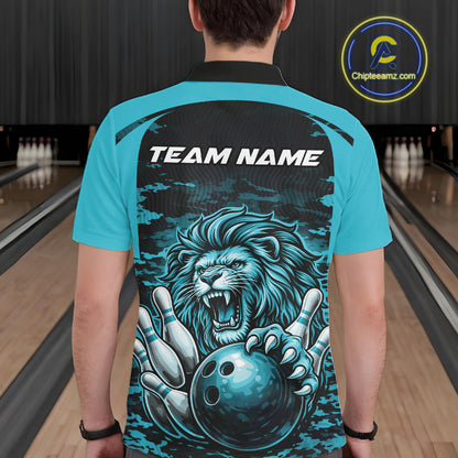Custom Orange Camo Lion Bowling Men Polo Shirt, Lion Bowling Team League Shirt IPHW10369